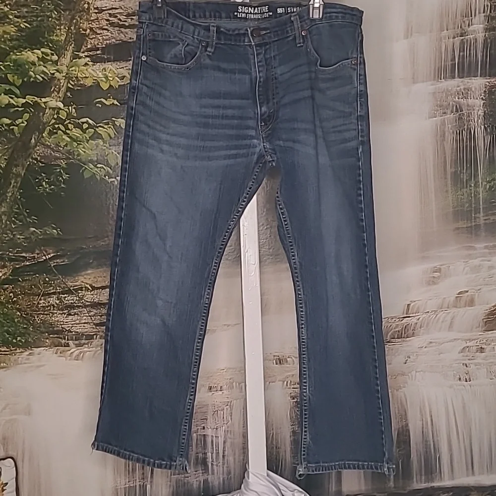 Classic Levi Signature S51 Straight Leg Mens denim blue Jeans 38 x 30